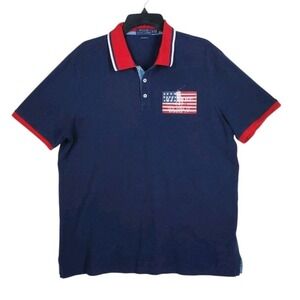 Ralph Lauren Polo Shirt Mens XL Blue Red USA Flag NY Supply Co Patriotic SS